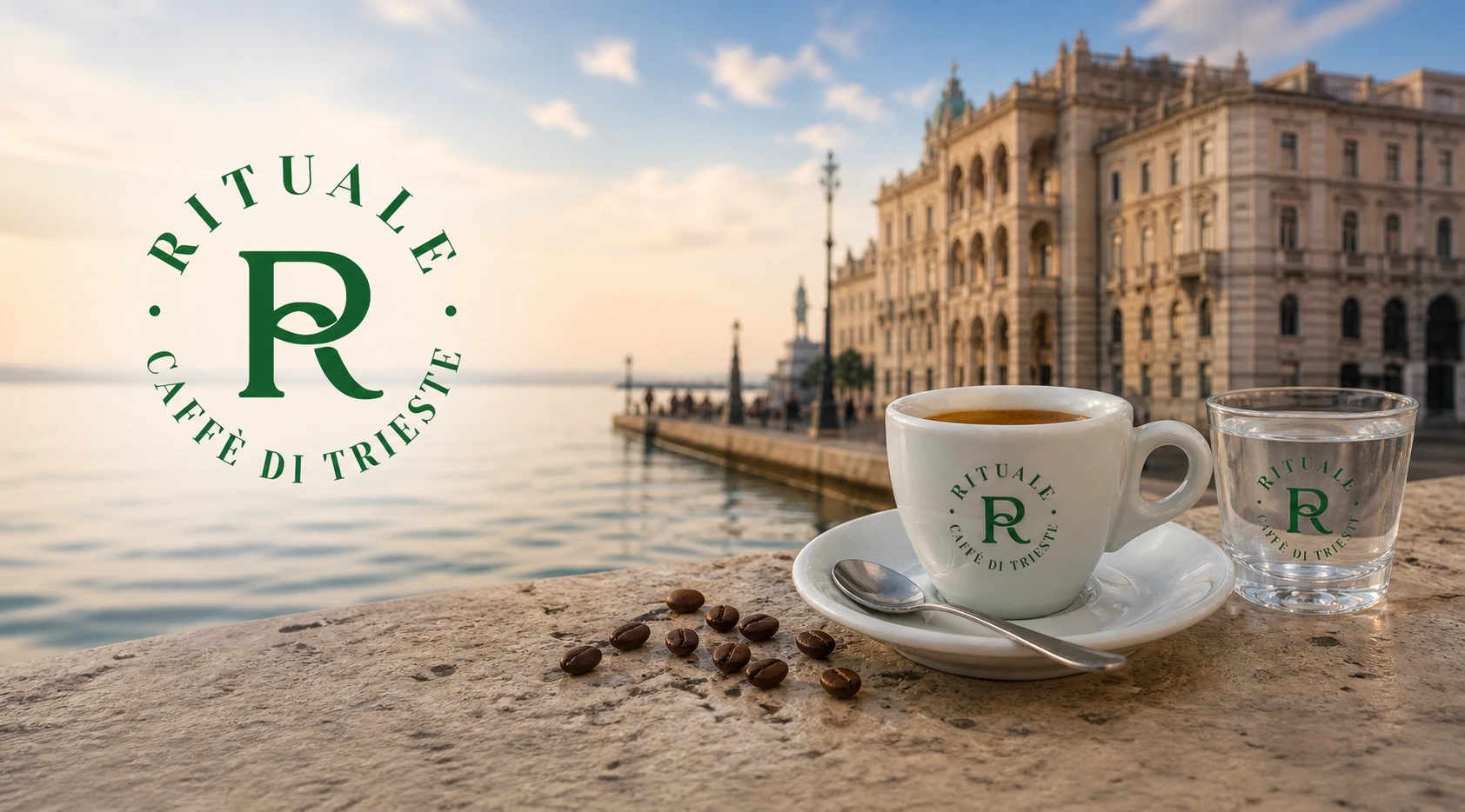 Una tazzina Rituale Caffè sul lungomare di Trieste
